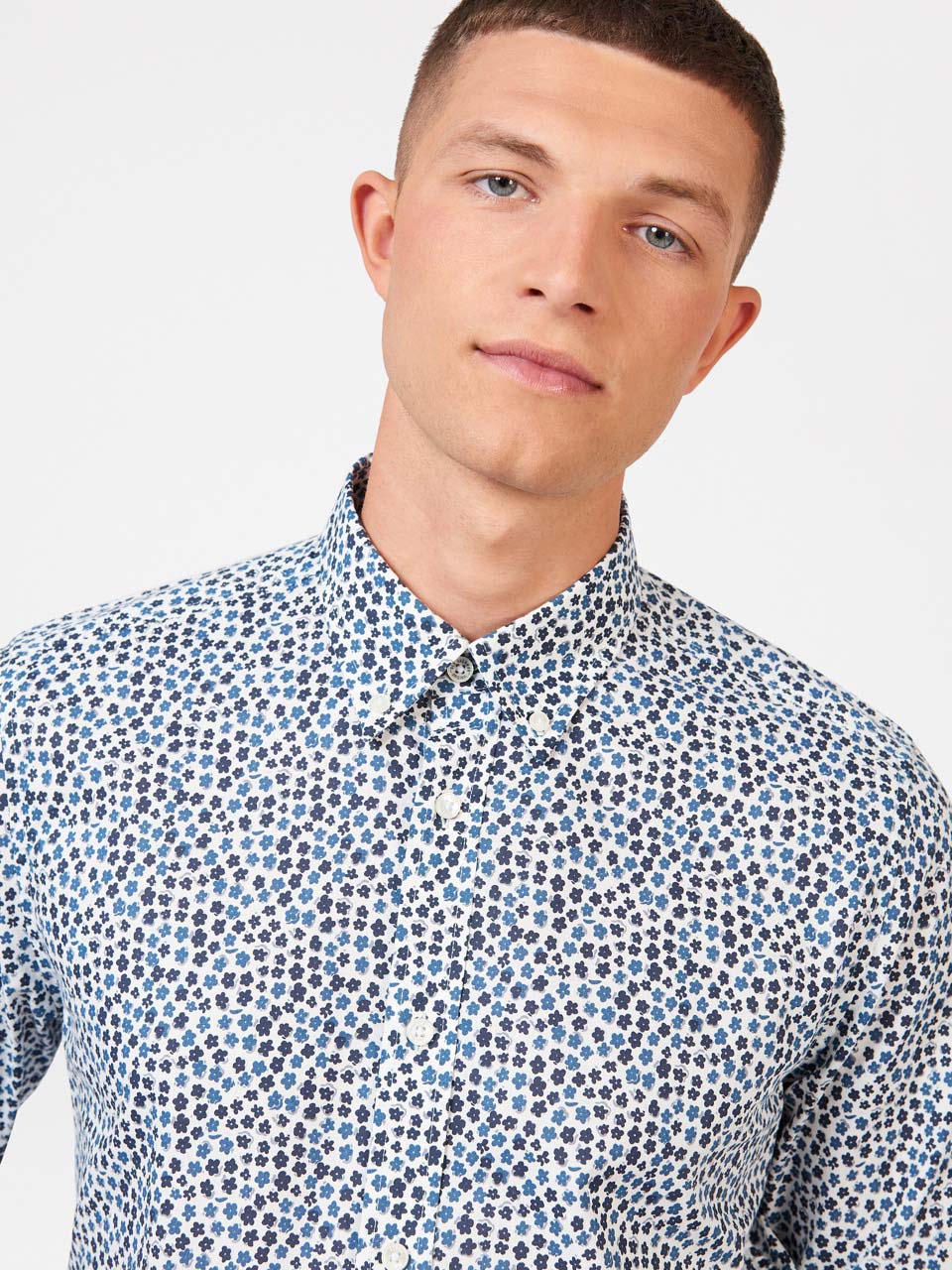 Chemises Ben Sherman Ditsy Floral Print Long Sleeve Blanche | WAG-57070061